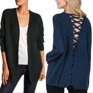 DREAMERS (Nords) Boho Back Lace up Detail Cardigan Navy Blue Size Small-Medium